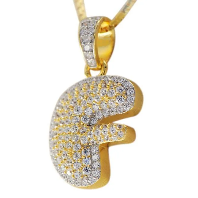 Silver Bubble Letter F Pendant