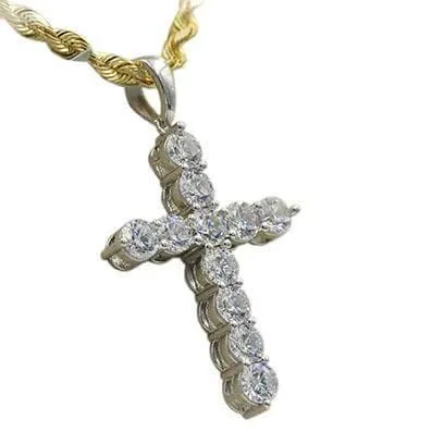 Silver CZ Cross Pendant