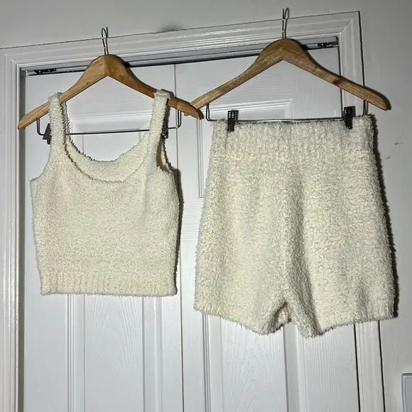 SKIMS Cozy Knit Set Cream Bone S/M