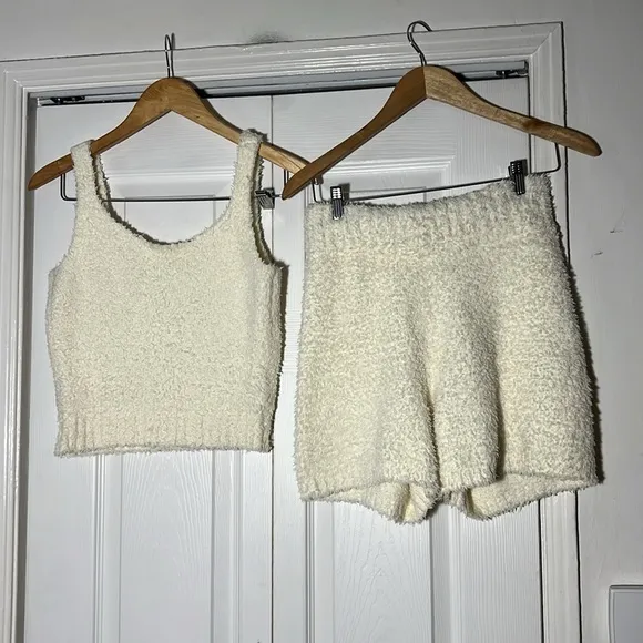 SKIMS Cozy Knit Set Cream Bone S/M