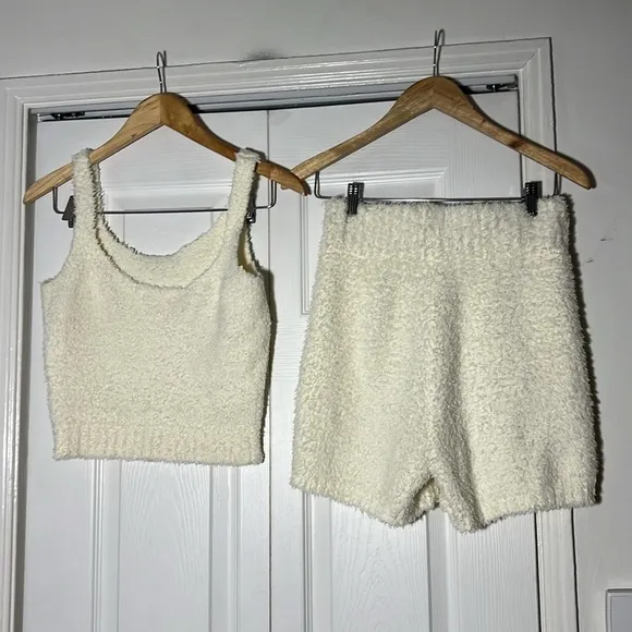 SKIMS Cozy Knit Set Cream Bone S/M