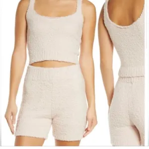 SKIMS Cozy Knit Set Cream Bone S/M
