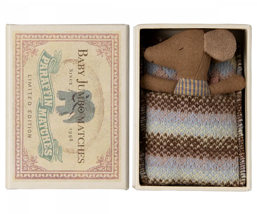 Sleepy Wakey Baby Mouse in Matchbox - Rose