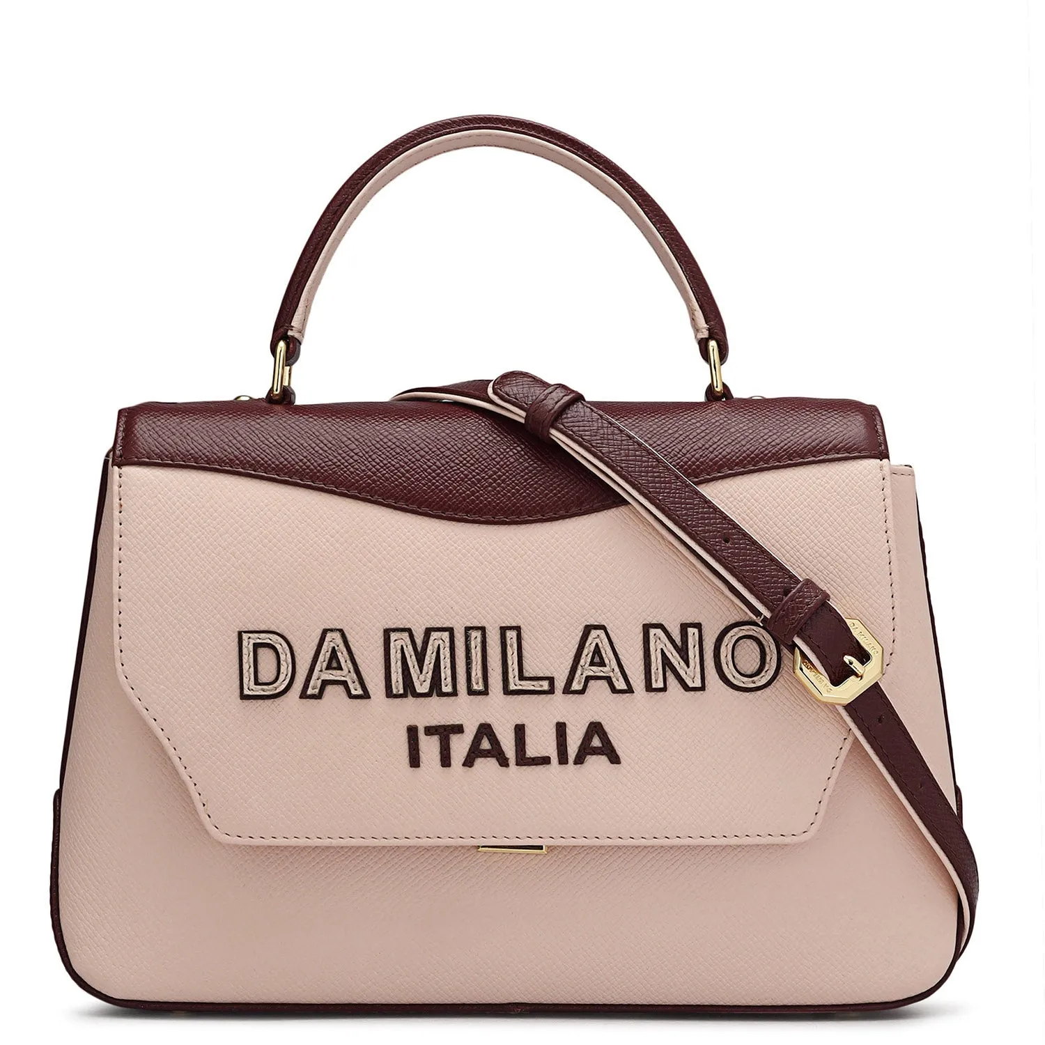 Small Franzy Leather Satchel - Blush & Blood Stone
