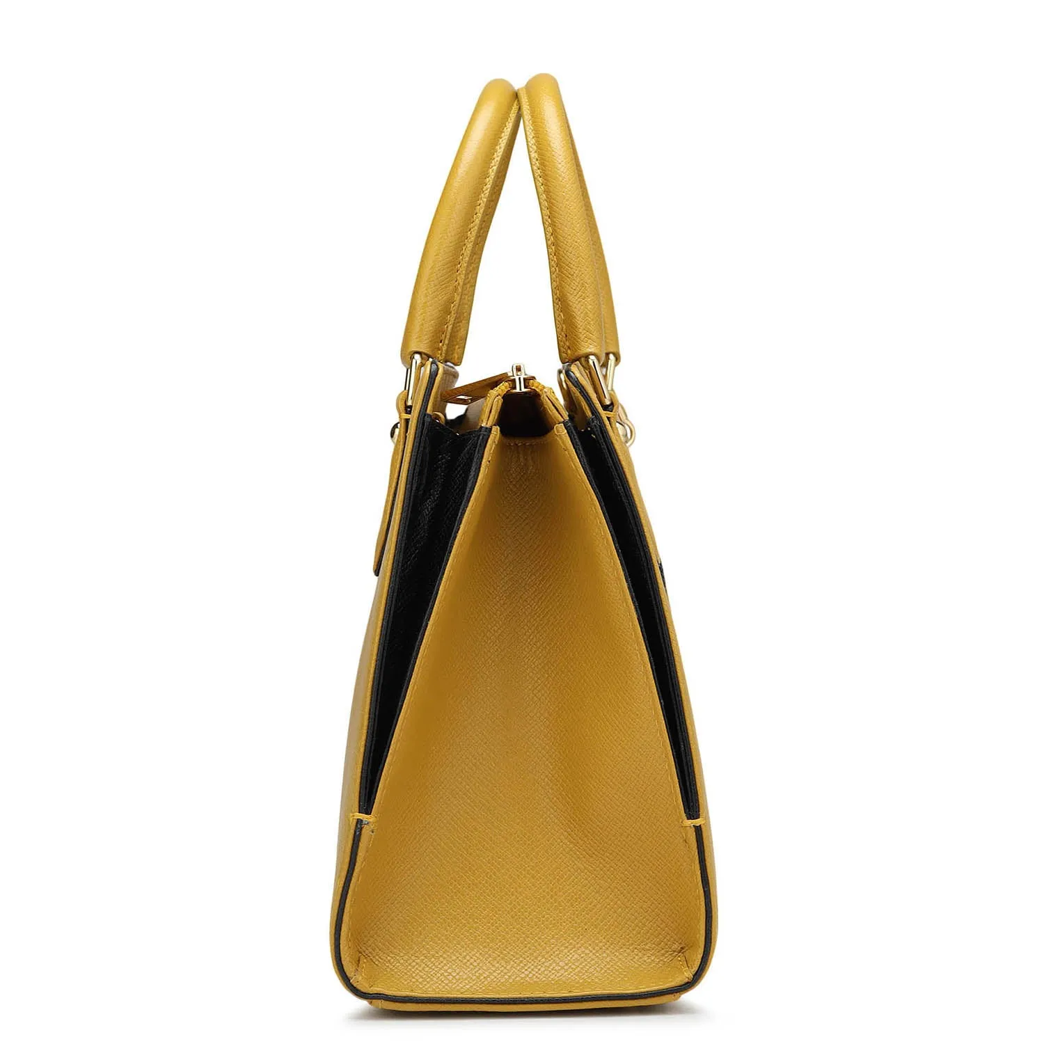 Small Franzy Leather Satchel - Mustard