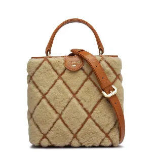Small Fur Wax Leather Satchel - Orange