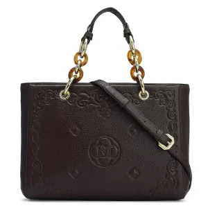 Small Wax Leather Satchel - Chocolate