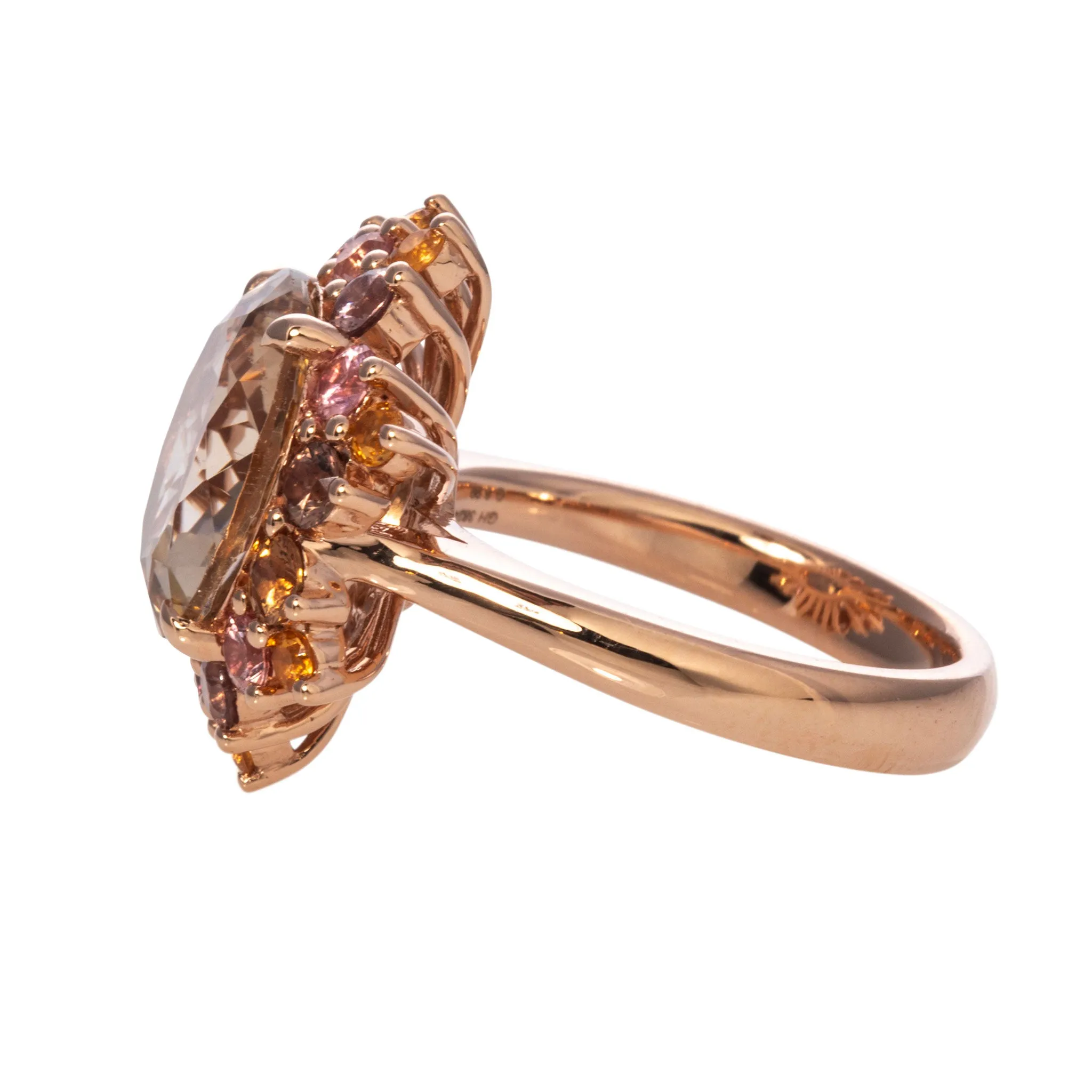 Smoky Quartz, Mandarin Garnet & Mixed Sapphire 14K Rose Gold Ring