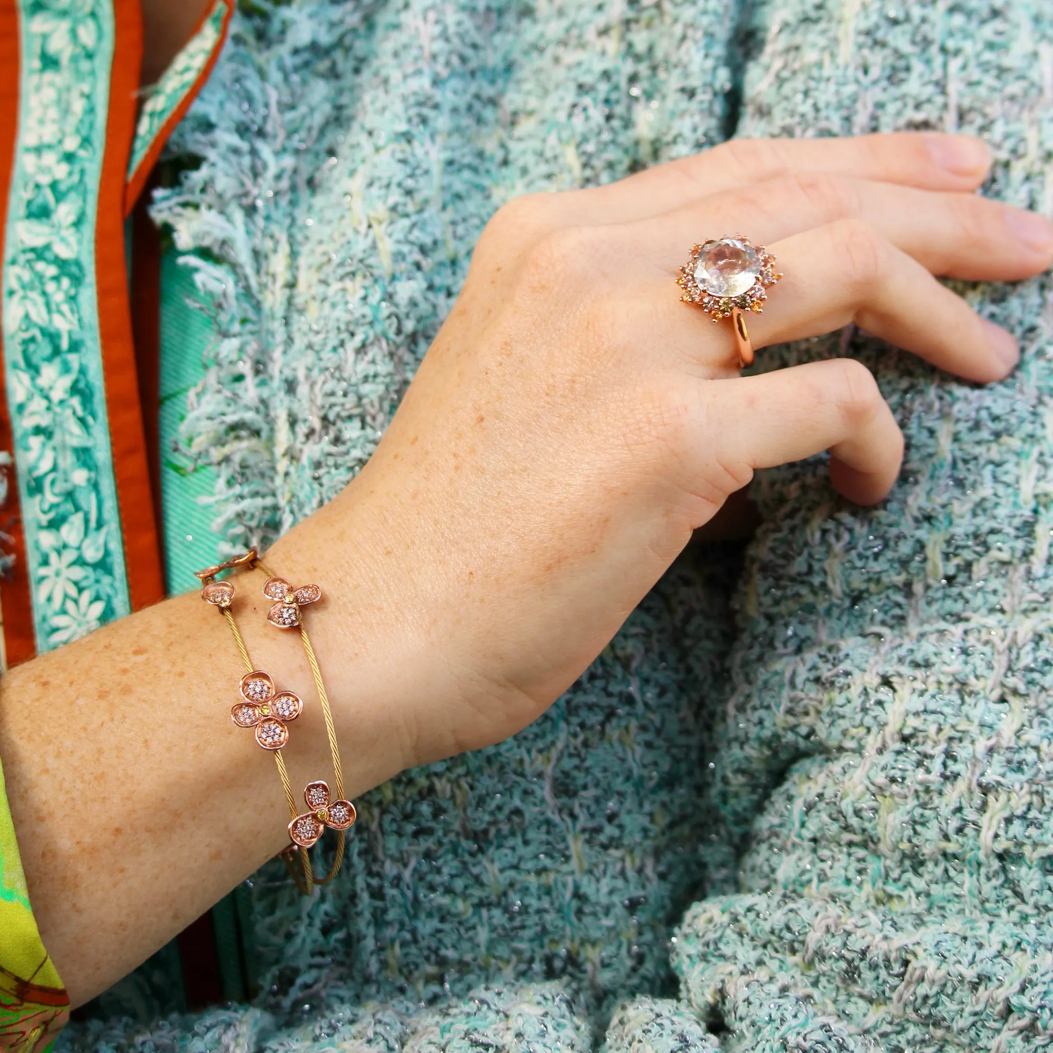 Smoky Quartz, Mandarin Garnet & Mixed Sapphire 14K Rose Gold Ring