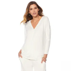 Soft & Cozy Women's Cool Luxe Knit Drape Front Lounge Top