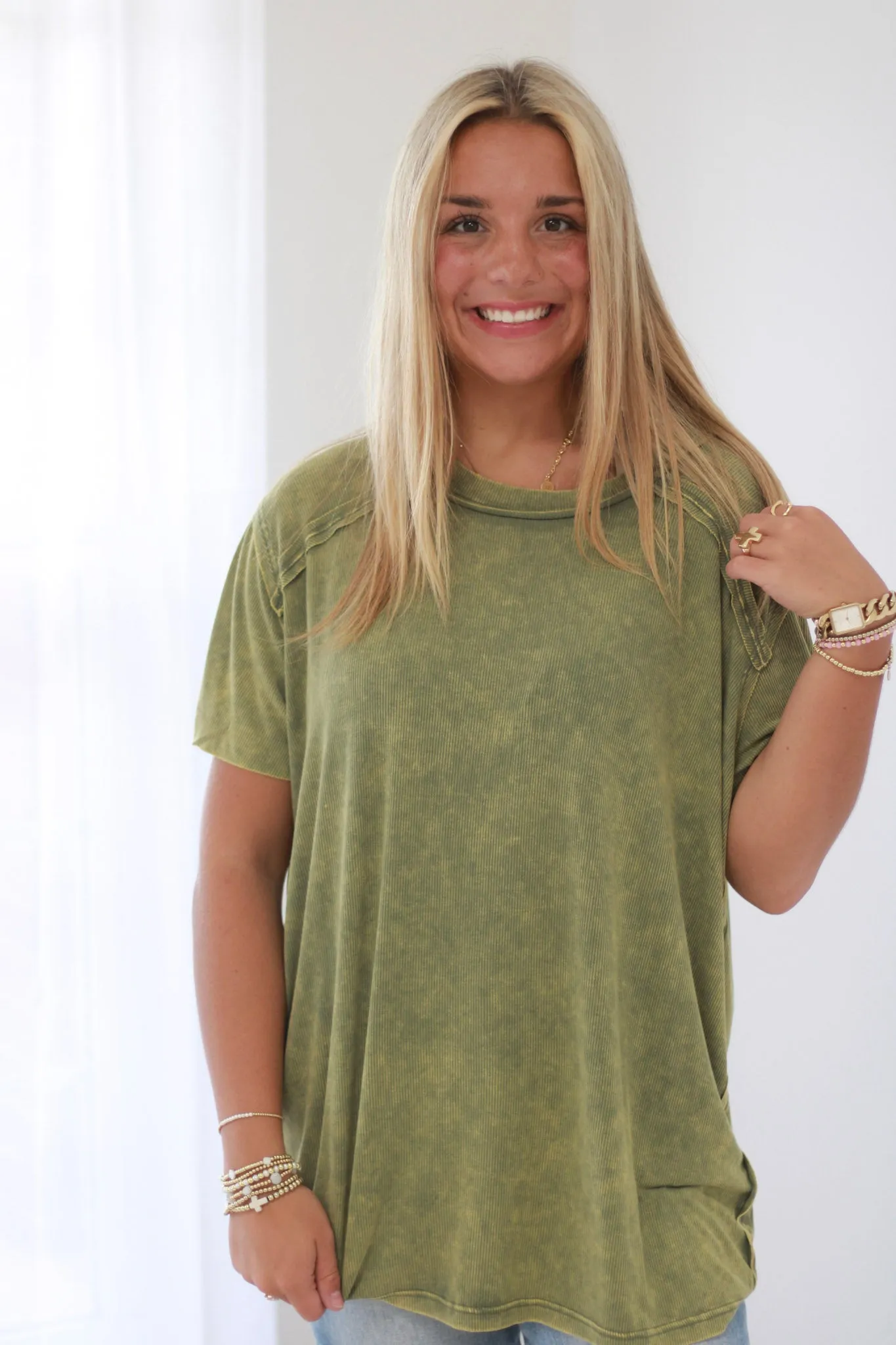 Softly Falling Top in Olive