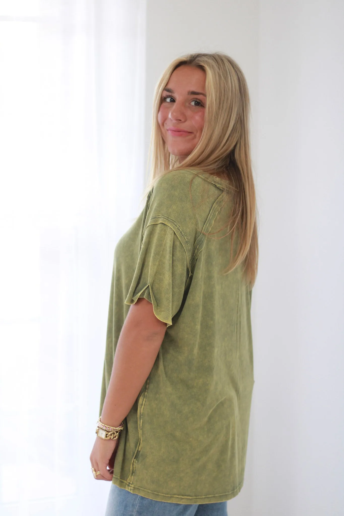 Softly Falling Top in Olive