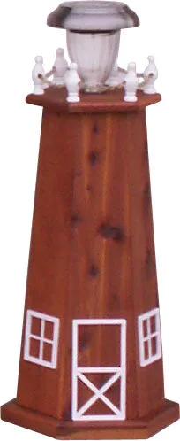 Solar Cedar Wooden Lighthouse - 2 Feet Tall