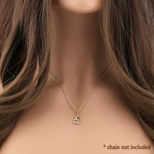 Solid 14K Yellow Gold Generous Heart CZ Pendant