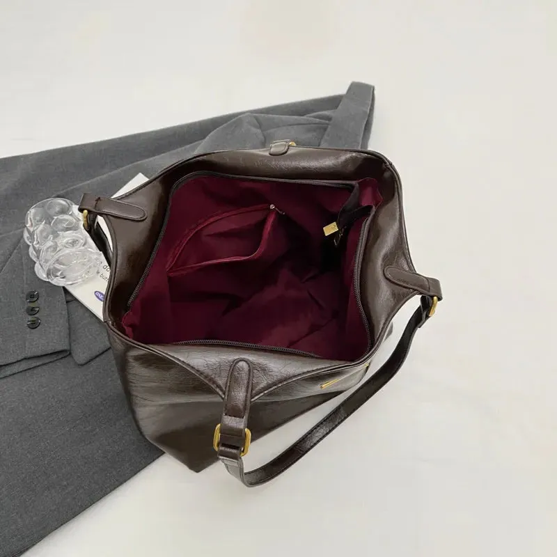Solid Color Zipper Travel Tote Bag