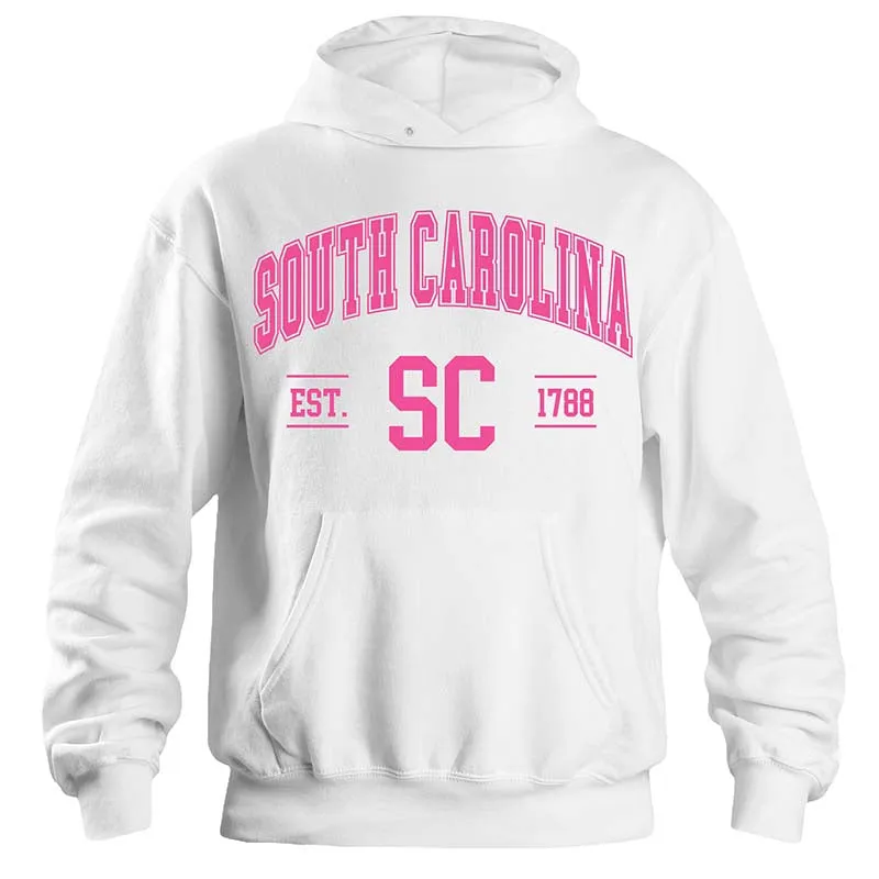 South Carolina Established Hoodie in White & Pink