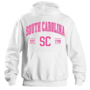 South Carolina Established Hoodie in White & Pink