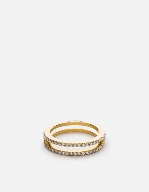 Split Layer Ring, 14k Gold Pavé