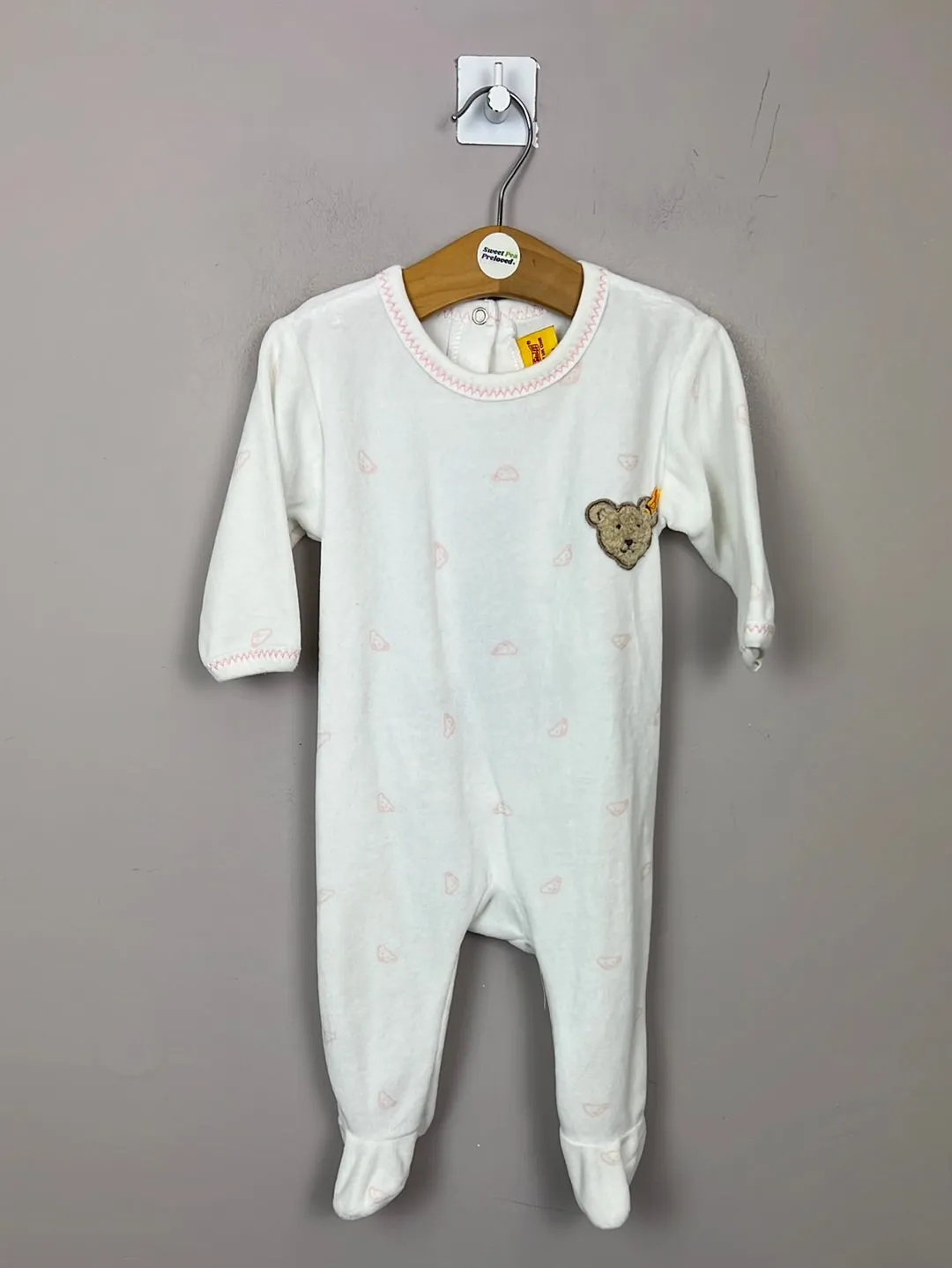Steiff velour teddy bear sleepsuit 3-6m