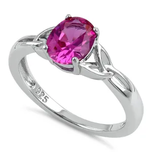 Sterling Silver Charmed Oval Ruby CZ Ring
