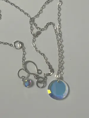 Sterling Silver Crystal Moon Necklace | Adjustable & Elegant