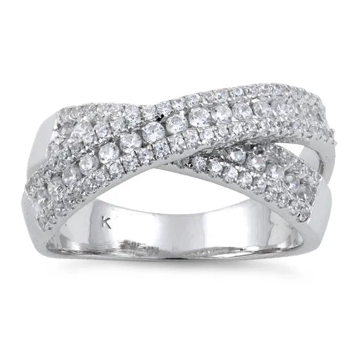 Sterling Silver Elegant Overlapping Clear CZ Ring