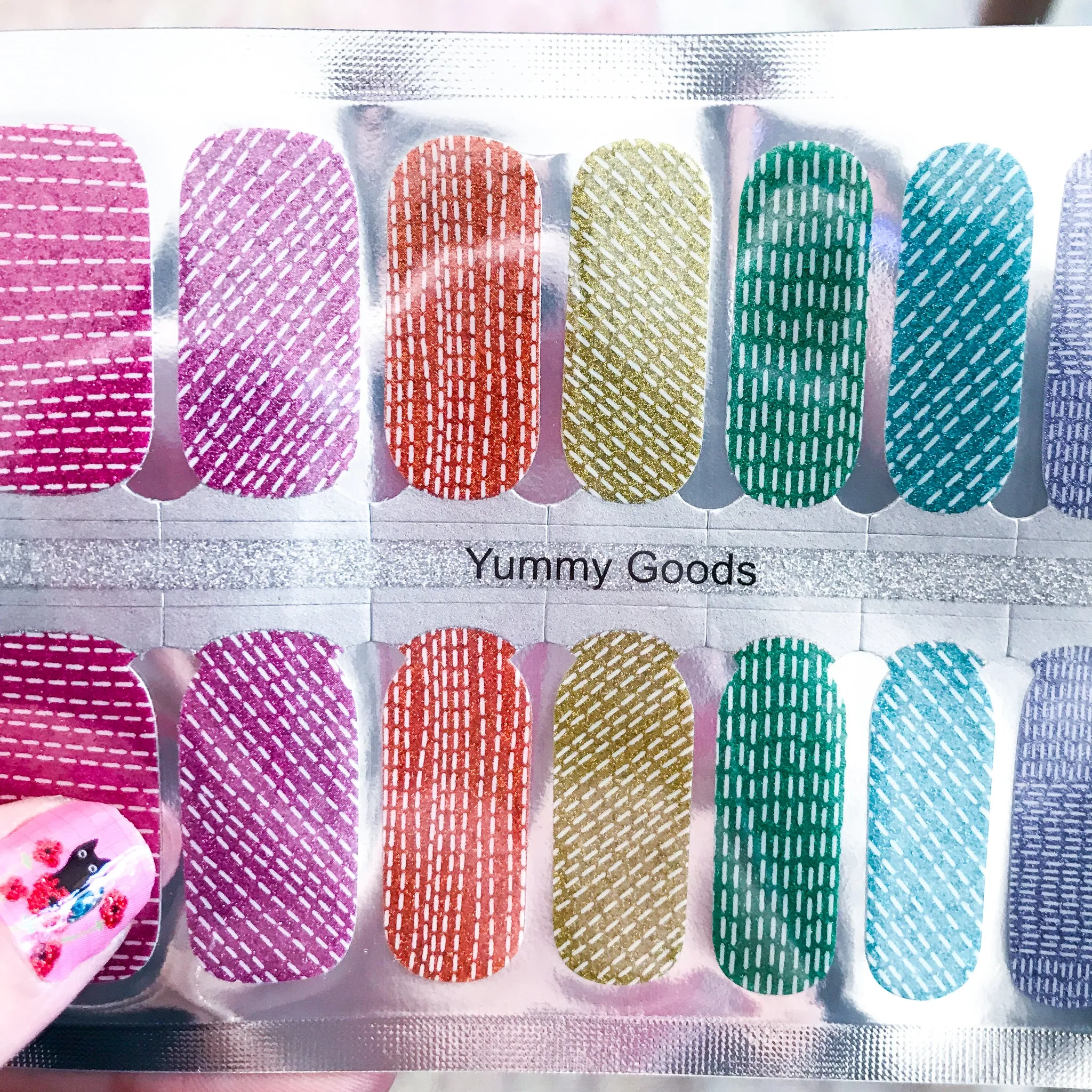 STITCHY - yummygoods exclusive! nail wraps (glitter!)
