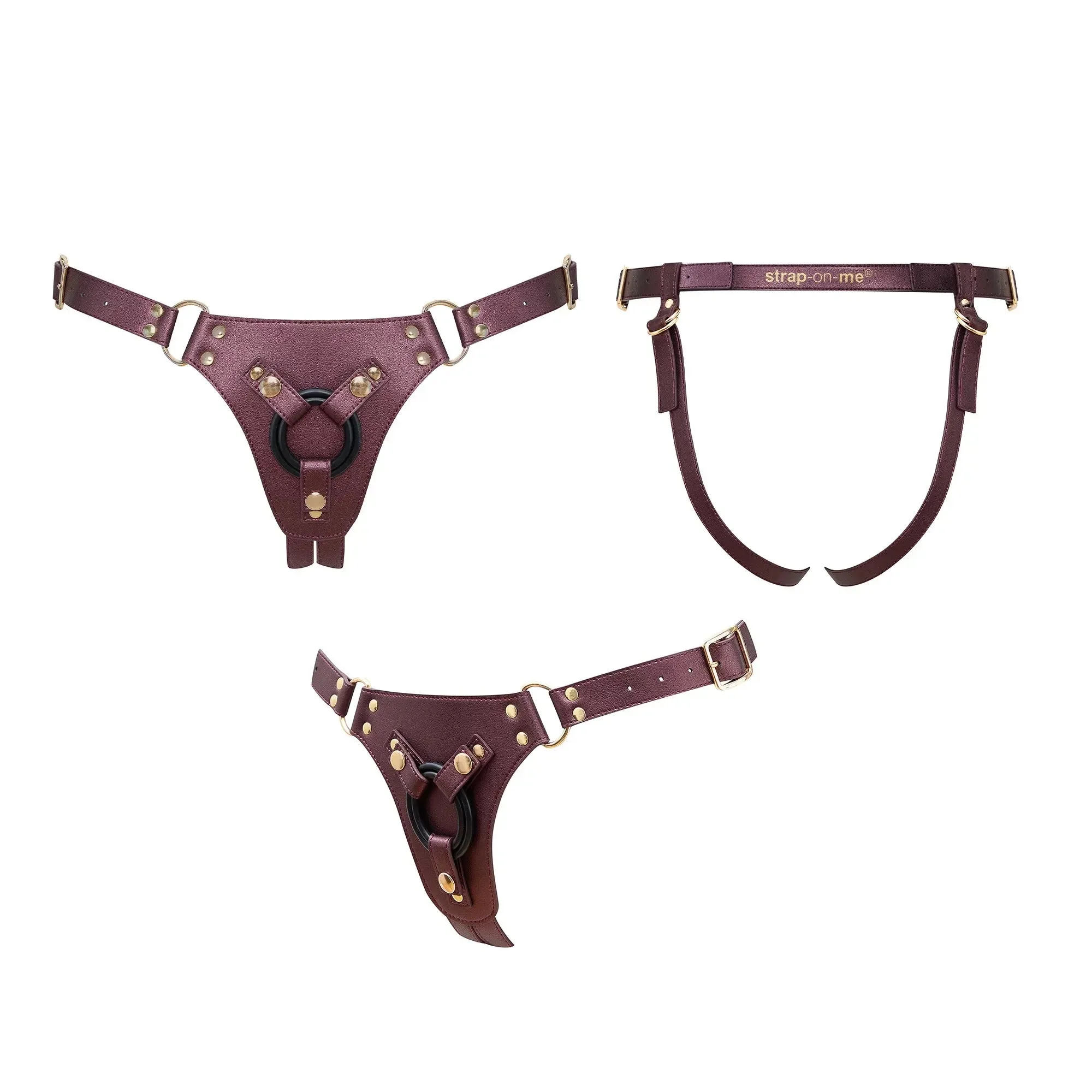 Strap On Me Leatherette Harness Generous - Aubergine