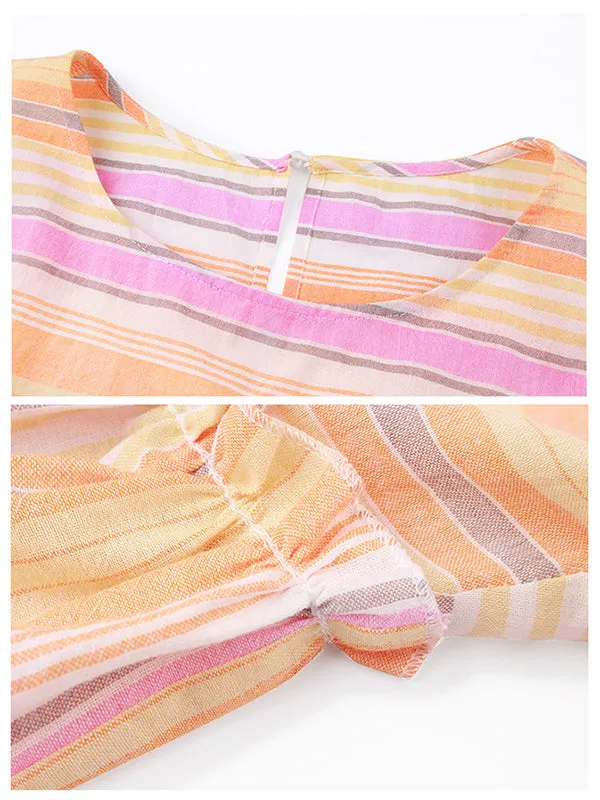 Striped Stitching Round Neck Dress