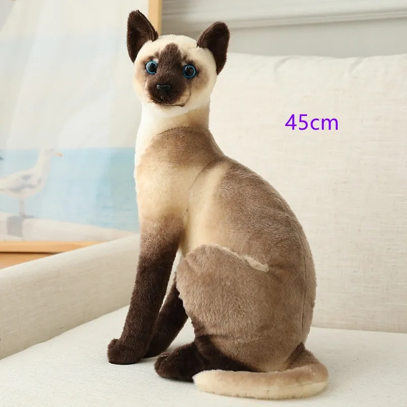 Stuffed Realistic Siamese Cats Plush Toy Cute Cat Doll Pet Toys For Kids