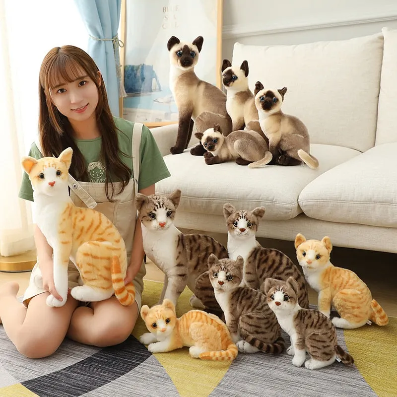 Stuffed Realistic Siamese Cats Plush Toy Cute Cat Doll Pet Toys For Kids