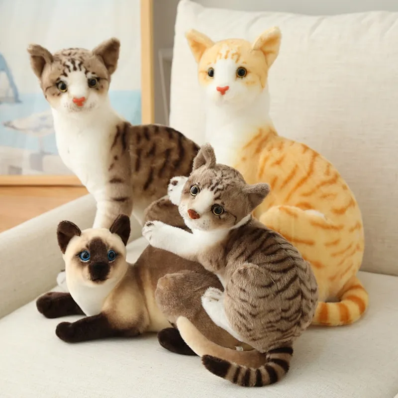 Stuffed Realistic Siamese Cats Plush Toy Cute Cat Doll Pet Toys For Kids