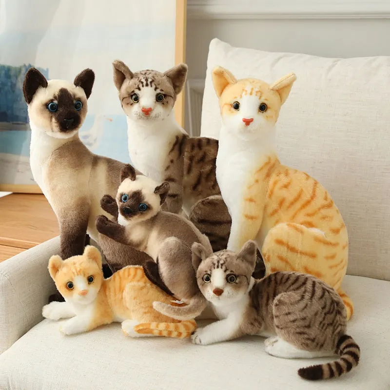 Stuffed Realistic Siamese Cats Plush Toy Cute Cat Doll Pet Toys For Kids