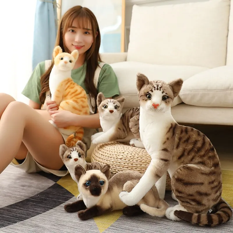 Stuffed Realistic Siamese Cats Plush Toy Cute Cat Doll Pet Toys For Kids