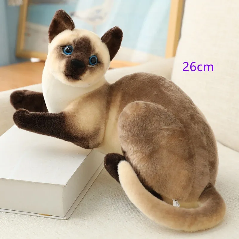 Stuffed Realistic Siamese Cats Plush Toy Cute Cat Doll Pet Toys For Kids