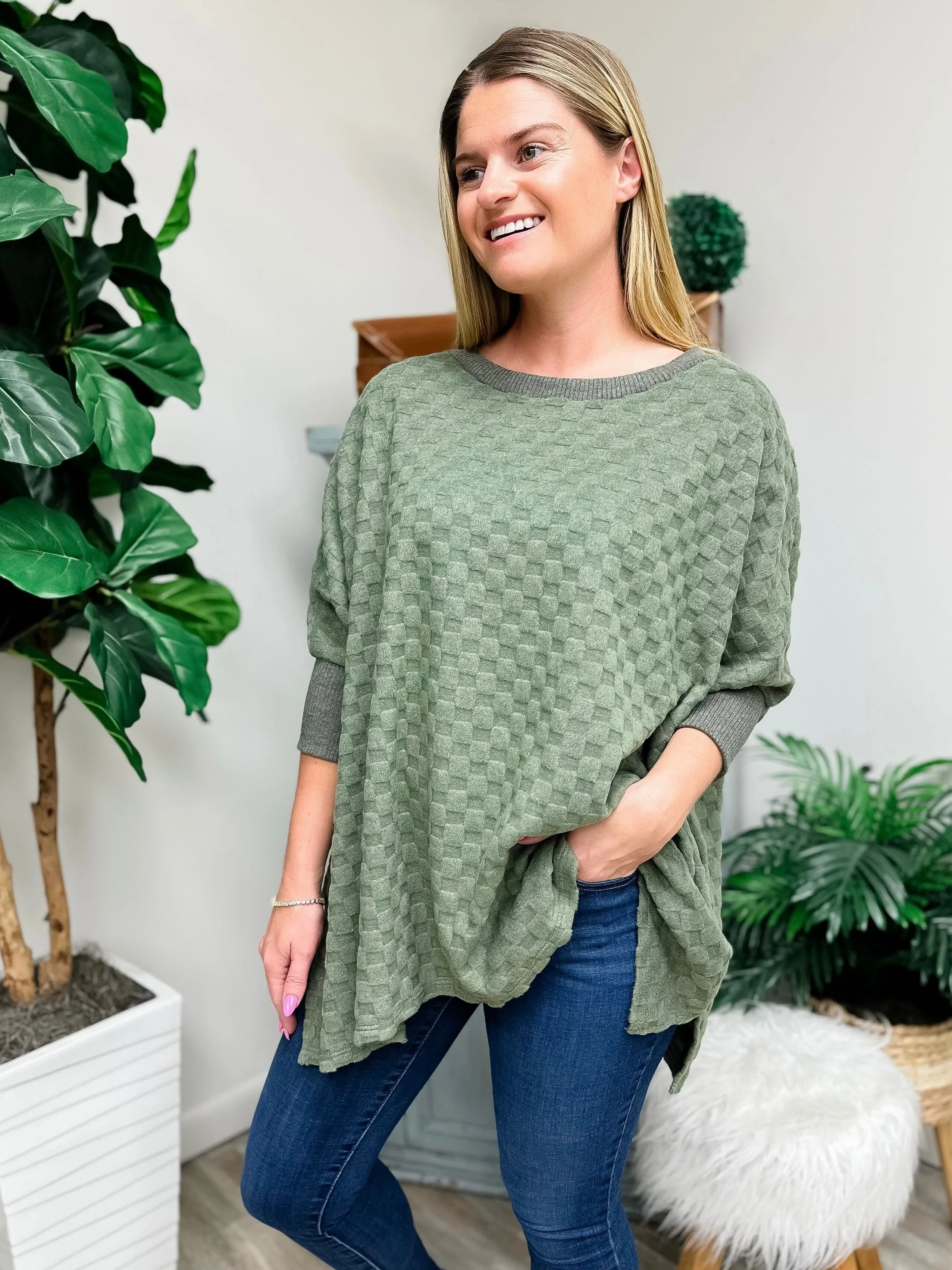 Subtle Checker Long Sleeve Top by Sew In Love
