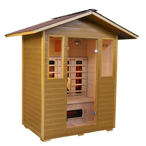 SunRay Granby 3 Person Outdoor Infrared Sauna w/Shingled Roof HL300D3