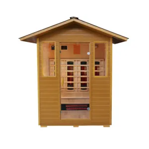 SunRay Granby 3 Person Outdoor Infrared Sauna w/Shingled Roof HL300D3