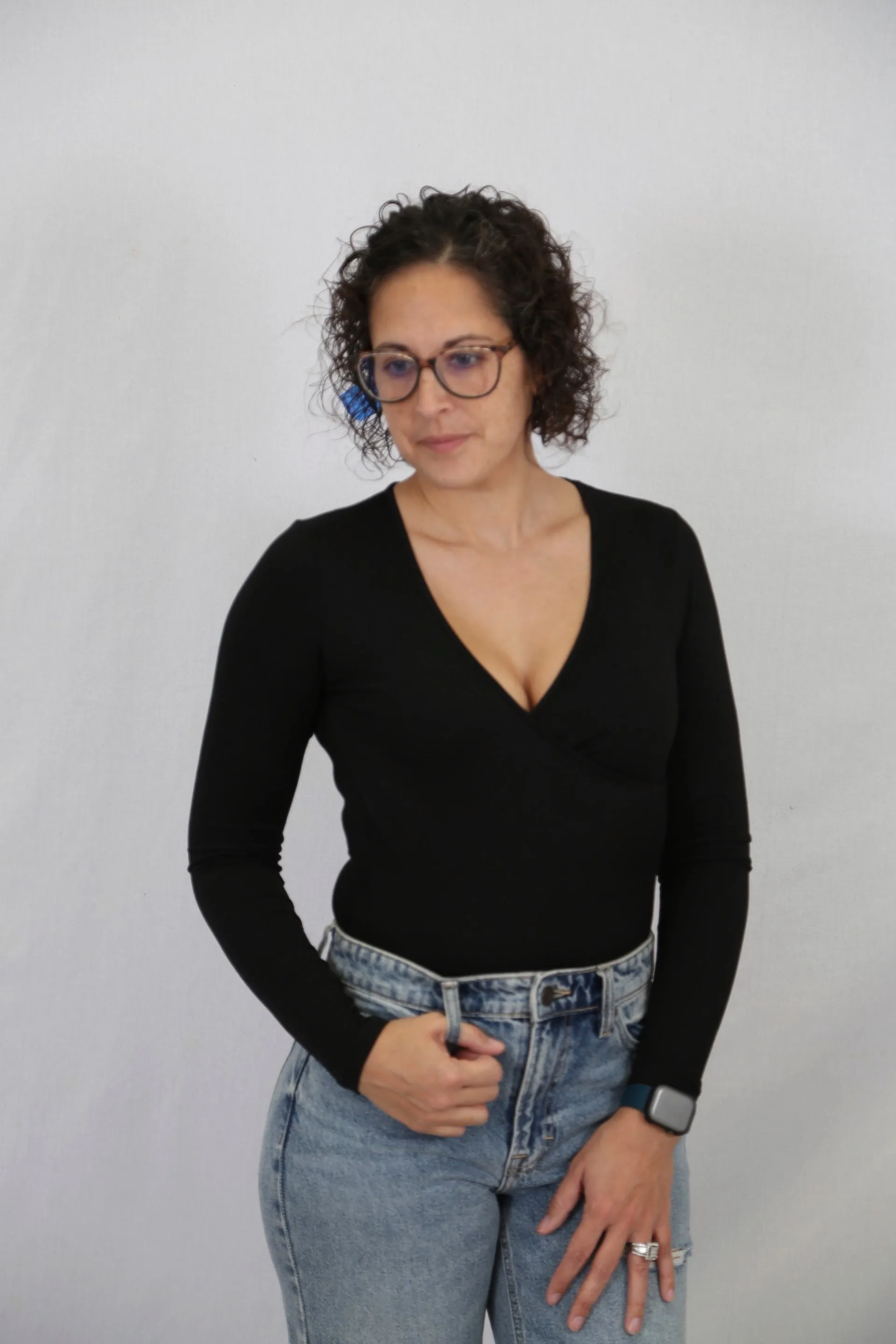 Surplice Bodysuit | Black - Final Sale