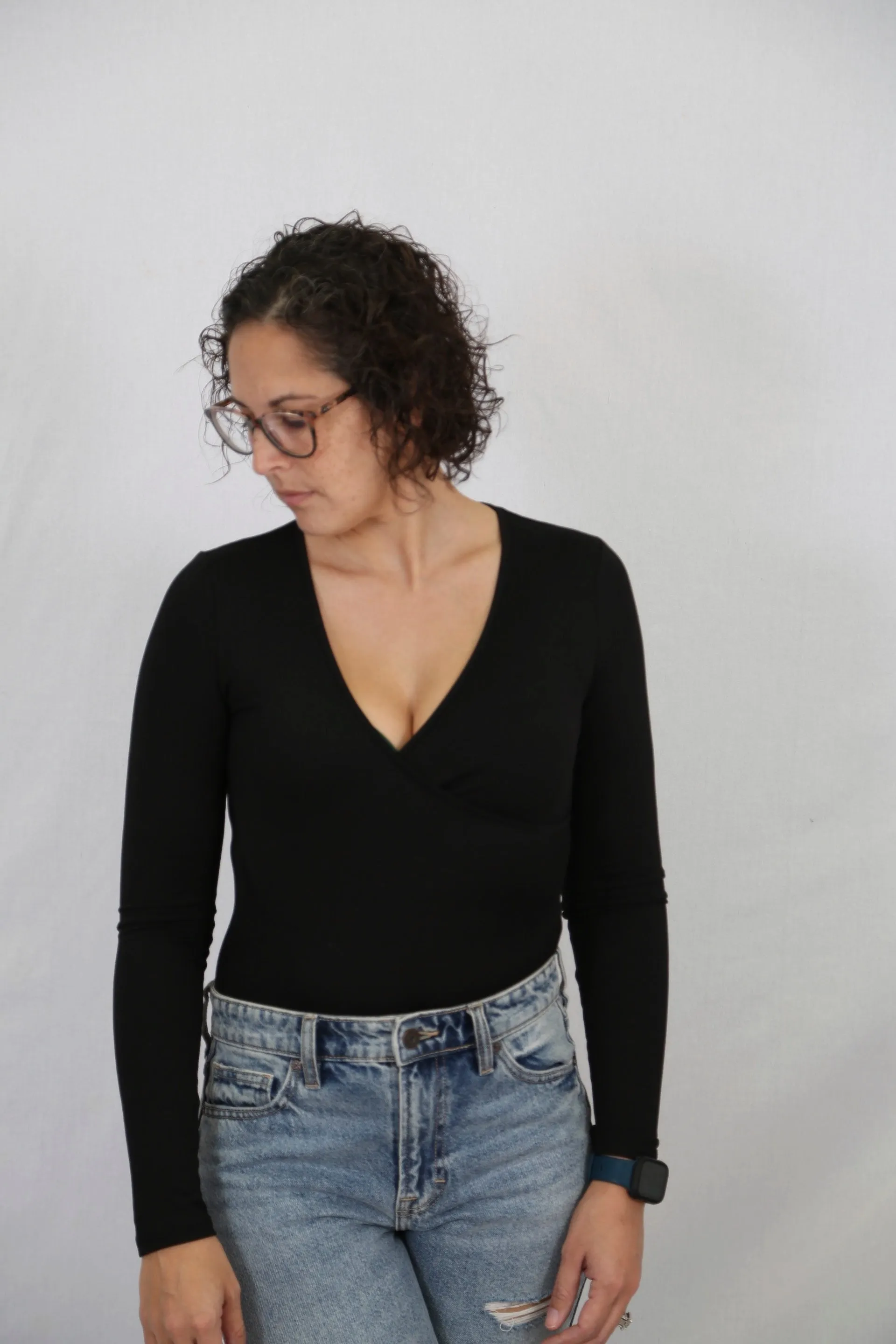 Surplice Bodysuit | Black - Final Sale