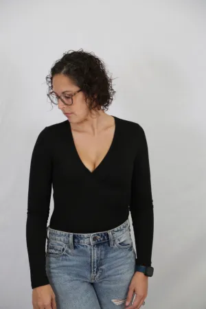 Surplice Bodysuit | Black - Final Sale