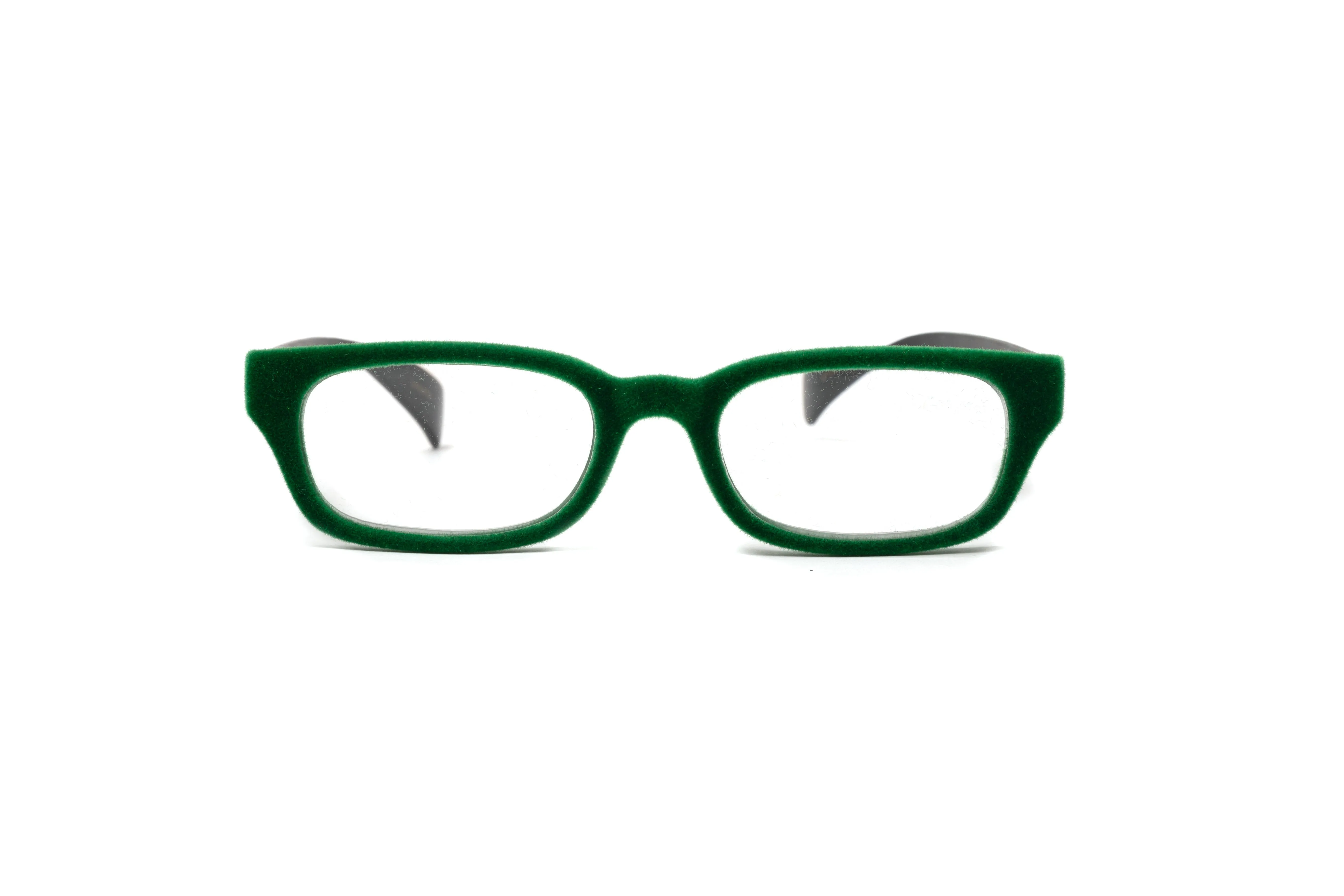 Sydney Green Velvet Reading Glasses, Matte Black Temples