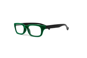 Sydney Green Velvet Reading Glasses, Matte Black Temples