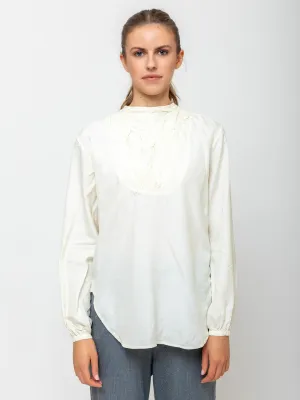Tattered Yoke Blouse - White