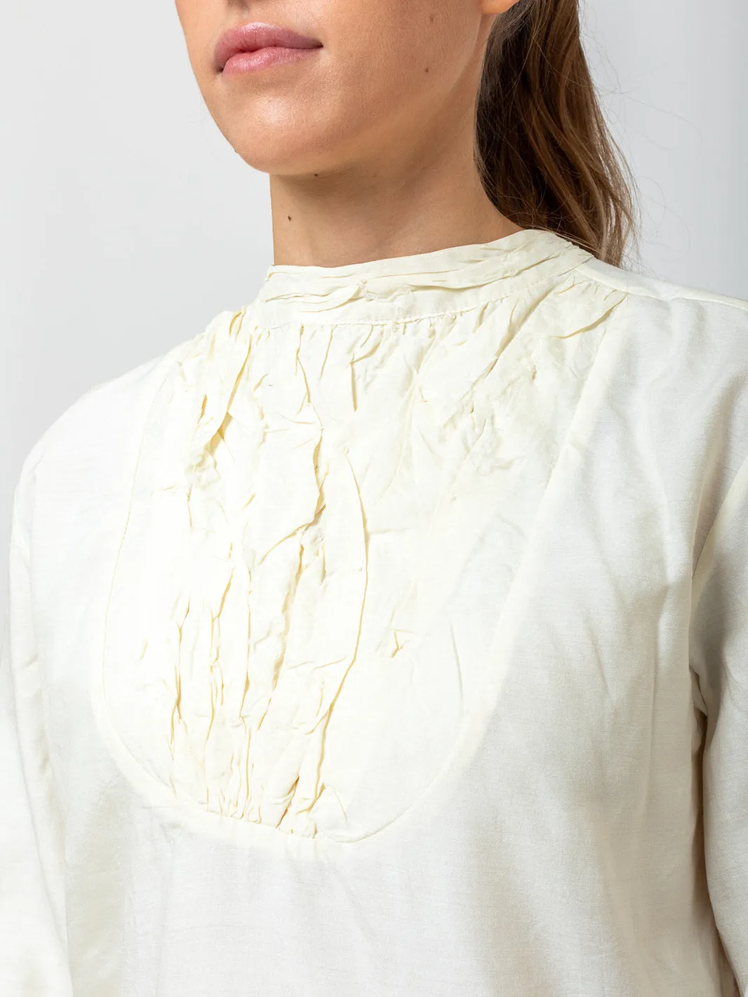 Tattered Yoke Blouse - White