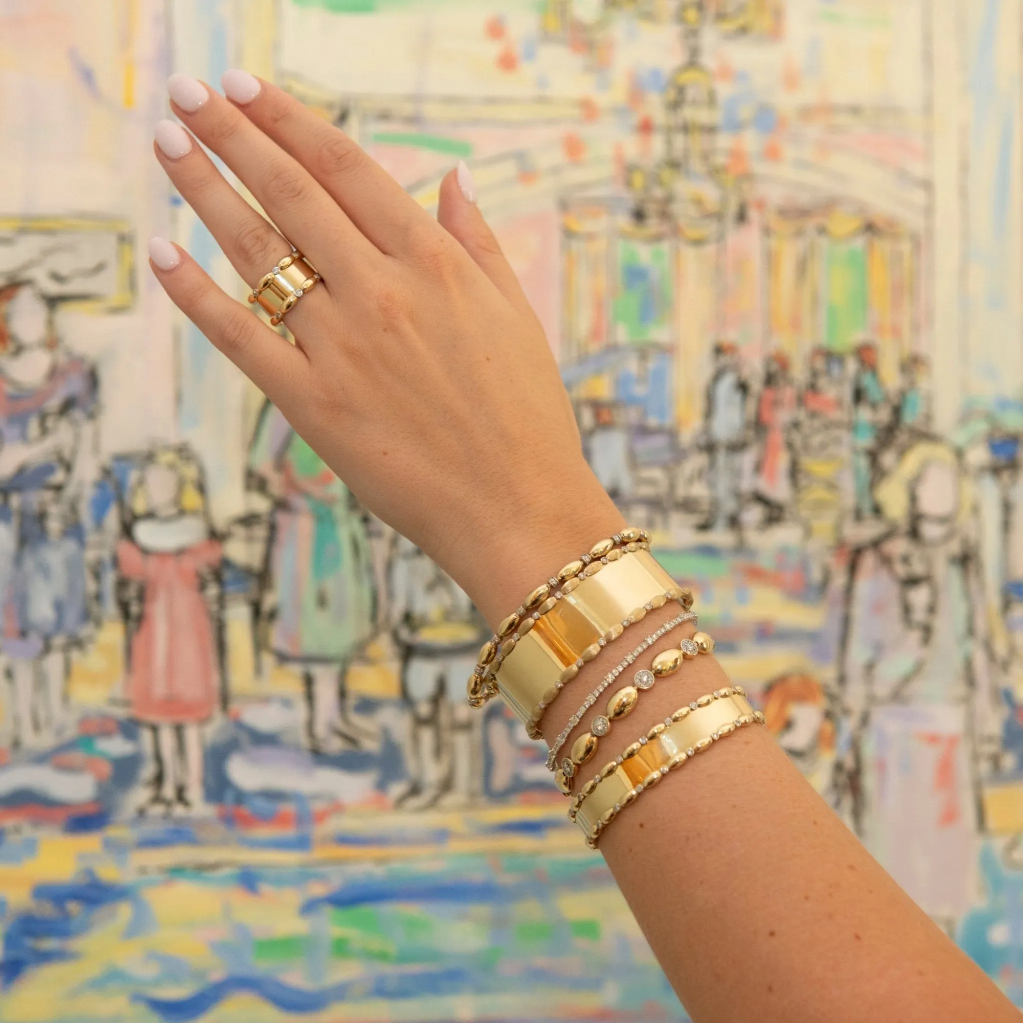 The Mary Diamond Polished Oval Cuff Bracelet