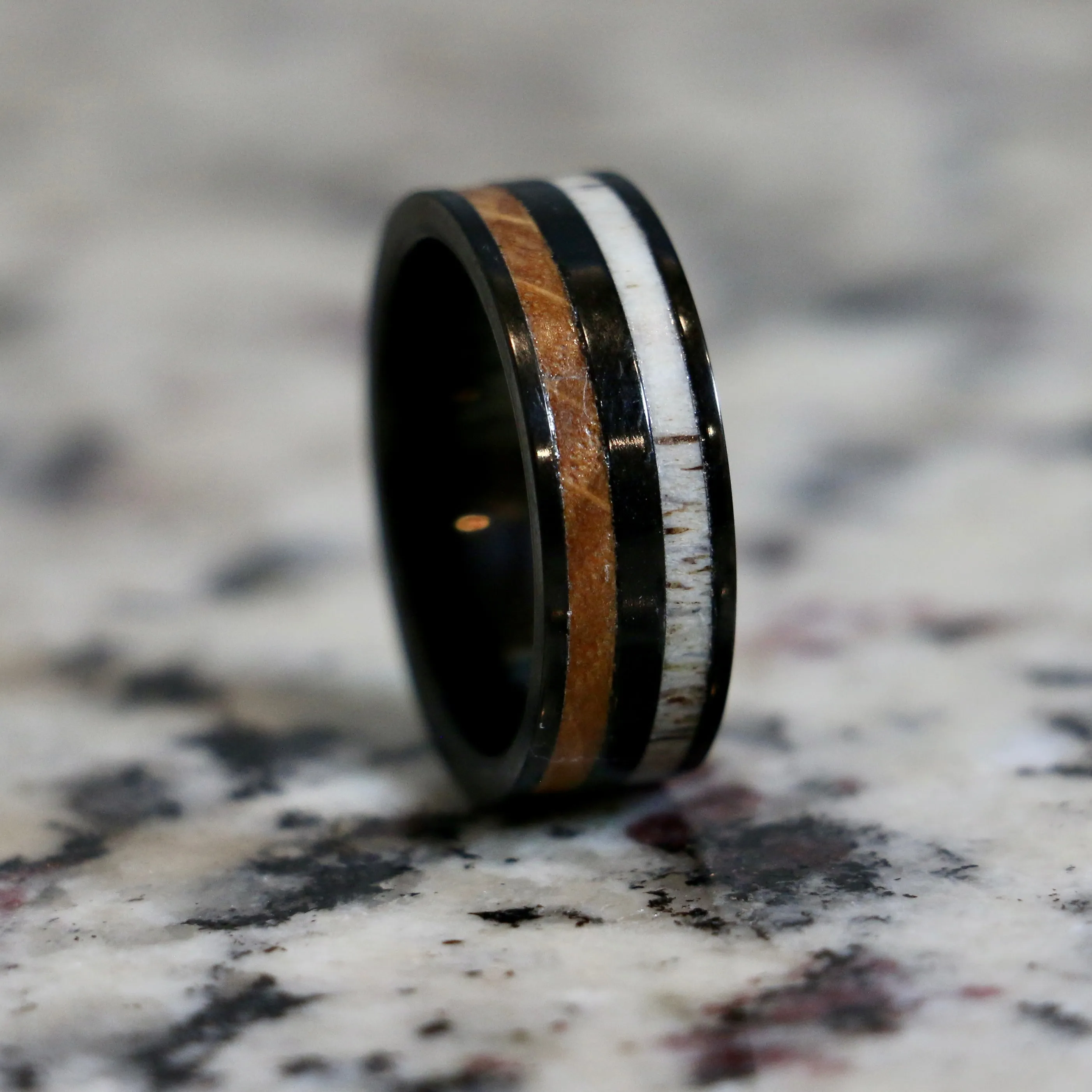 The Whiskey Cowboy | Men's Titanium Black Ring