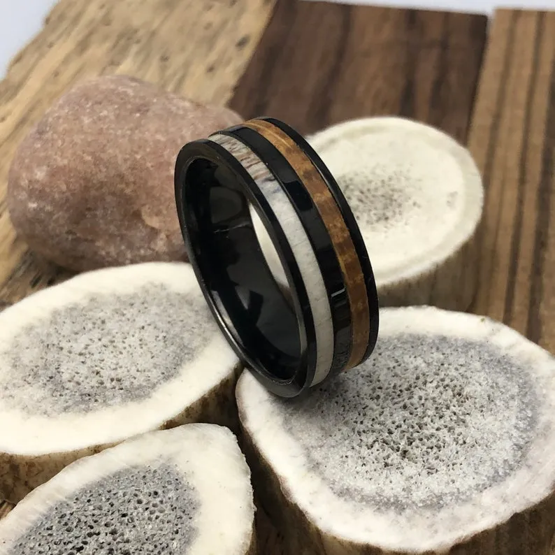 The Whiskey Cowboy | Men's Titanium Black Ring