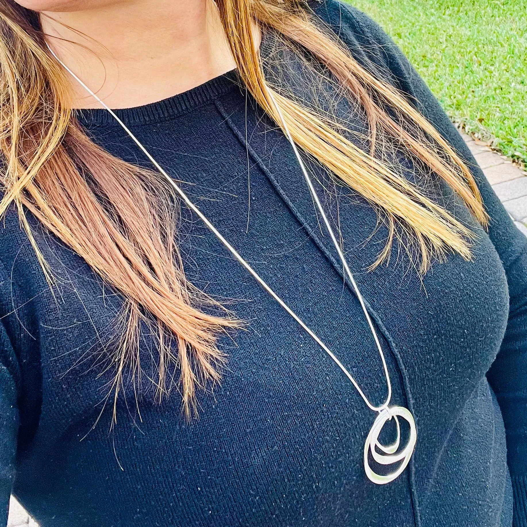 Three Circle Frosted Necklace