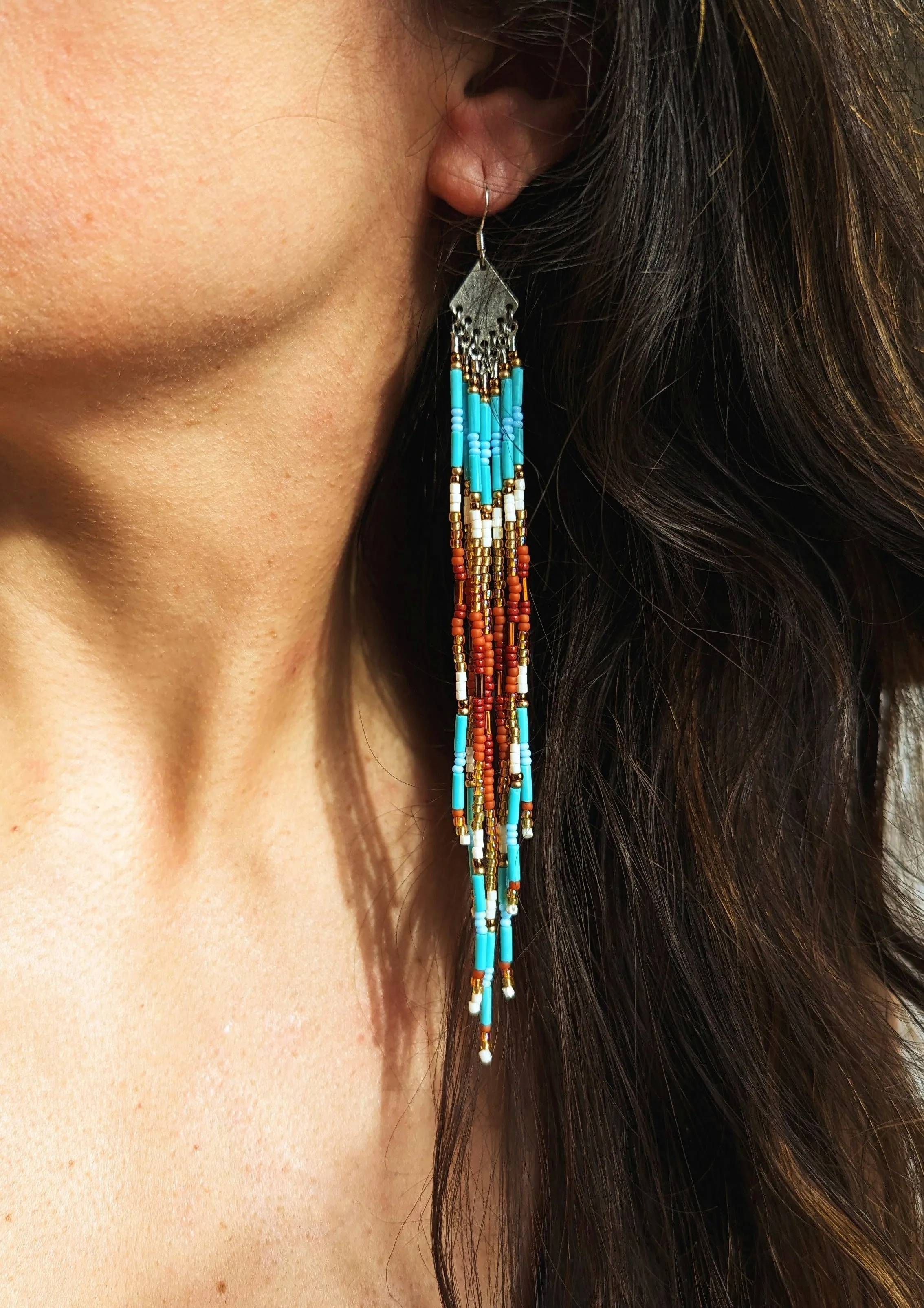 Thunder Hawk Beaded Threader Earrings